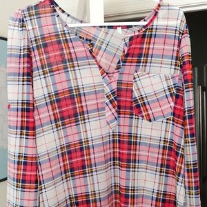Sheer plaid top